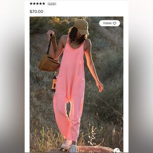 Free people hot shot onesie, pink, size medium. Worn once, like new!! 🩷
